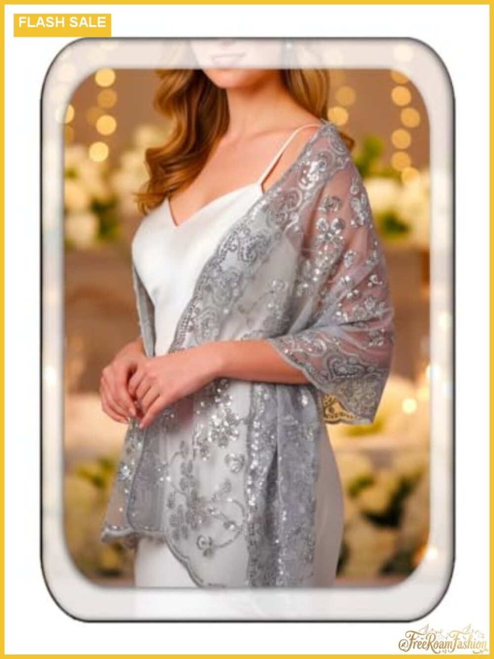 Sequin Shawl Wrap Sheer Evening Dress Scarf for Wedding Brides